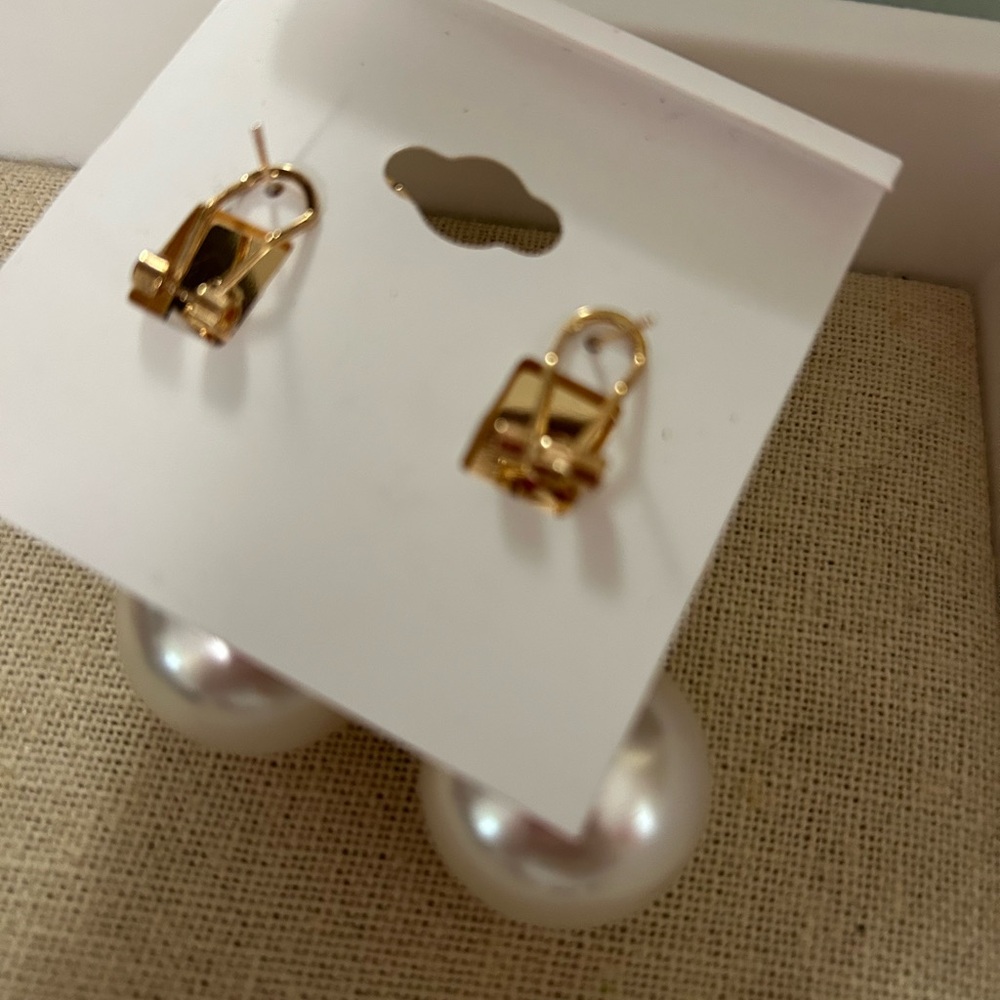 Natasha Couture Gold and Cream Earrings - Picture 4 of 10